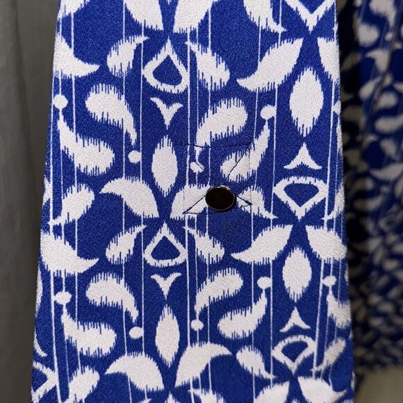 Charter Club 2X Cobalt Royal Blue White Pullover 6 Button Front Long Sleeve Top - Picture 10 of 16